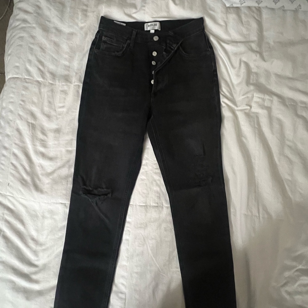 AGOLDE Black Distressed High Rise Skinny Jeans – Size 26 - Picture 5 of 6